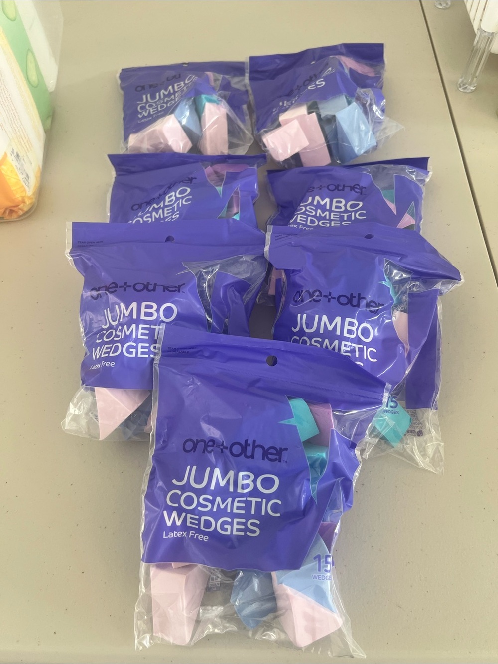 7 Packs Jumbo Cosmetic Wedges - Pink & Blue (Set)